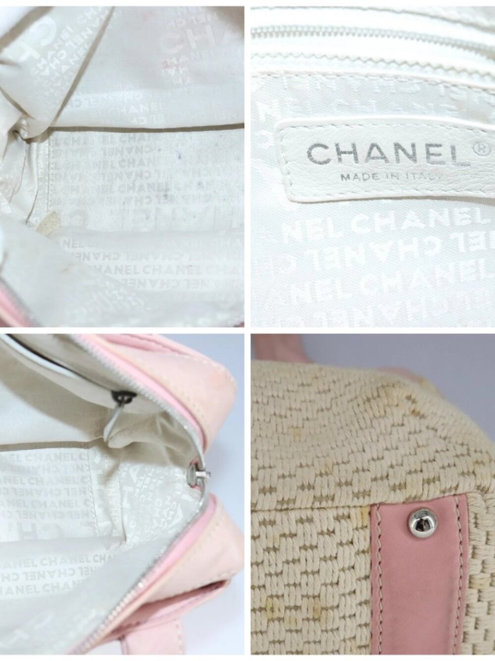 CHANEL Hand Bag Canvas Leather Pink Silver CC Auth - Picture 13 of 16
